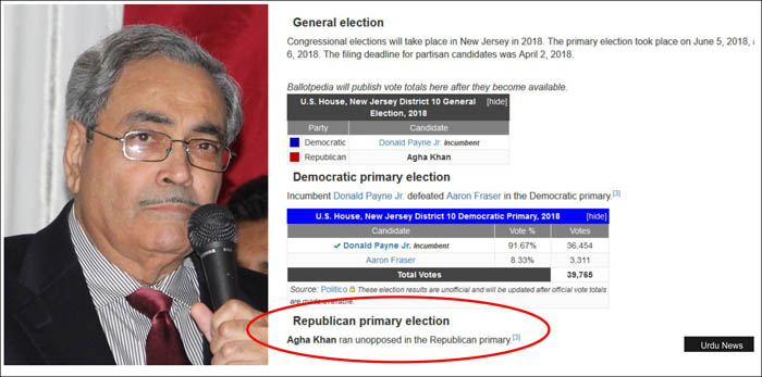 Agha Afzal Khan US Elections 2018