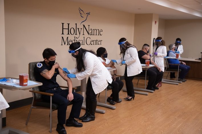 Covid 19 vaccinations at Holy Name Medical Center in Teaneck. 12/17/20 Photo by John O'Boyle