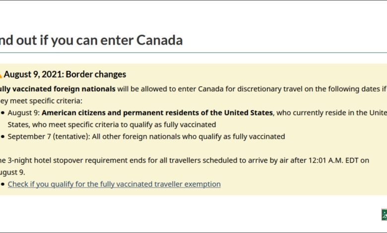 Find out if you can enter Canada
