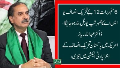 Dr Abdullah Riar, PTI USA intraparty elections 2021