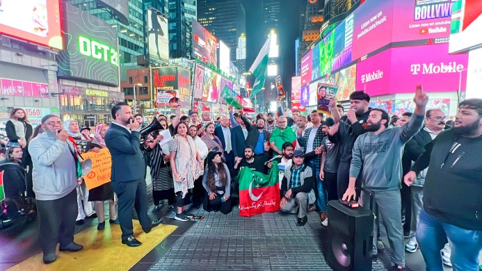 PTI New York Demonstration at Times Square New York