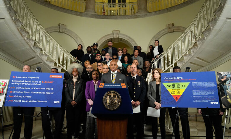 New York City Mayor Eric Adams makes a cannabis-related announcement at City Hall on Thursday, December 15, 2022. Michael Appleton/Mayoral Photography Office