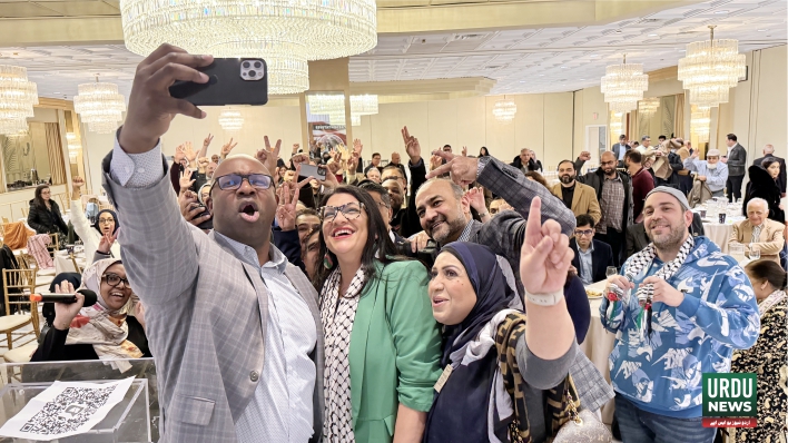 Jamal Bowman and Rashida Talib at Muslims for Representatives event in New York
