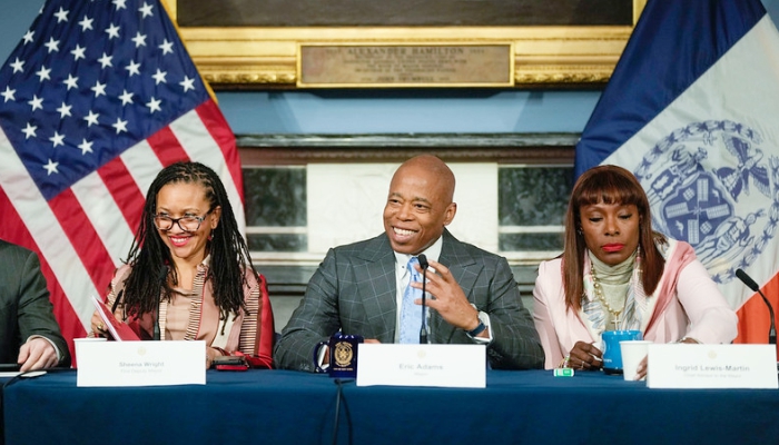 New York City Mayor Eric Adams and senior administration officials. Photo Michael Appleton