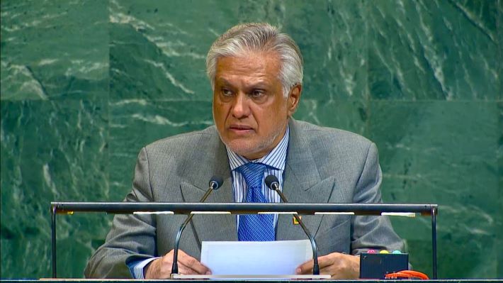 پاکستان کو بے نظیر بھٹو کی صورت میں مسلم دنیا کی پہلی خاتون وزیر اعظم منتخب کرنے کا اعزاز حاصل ہے، اسحاق ڈارکا اقوام متحدہ میں خطاب