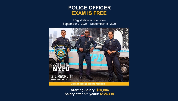 NYPD Opens Police Officer Exam Registration, Deadline September 15 with Easier Eligibility Rules