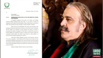 خیبر پختونخوا کے مستعفی وزیر اعلیٰ علی امین گنڈا پور نے استعفیٰ عام کر دیا