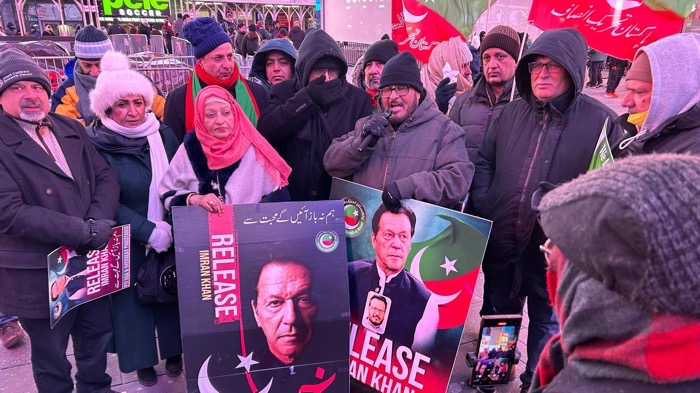PTI New York Demonstration at Times Square
