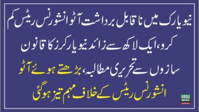 نیویارک میں کار انشورنس مہنگی، ایک لاکھ سے زائد شہریوں کا قانون سازوں سے اخراجات کم کرنے کا مطالبہ