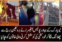 بروکلین برج سے خاتون کی خودکشی کی کوشش ناکام، نیویارک پولیس کے بہادر اہلکاروں نے جان بچالی
