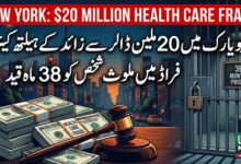 نیویارک میں 20 ملین ڈالر سے زائد کے ہیلتھ کیئر فراڈ میں ملوث شخص کو 38 ماہ قید